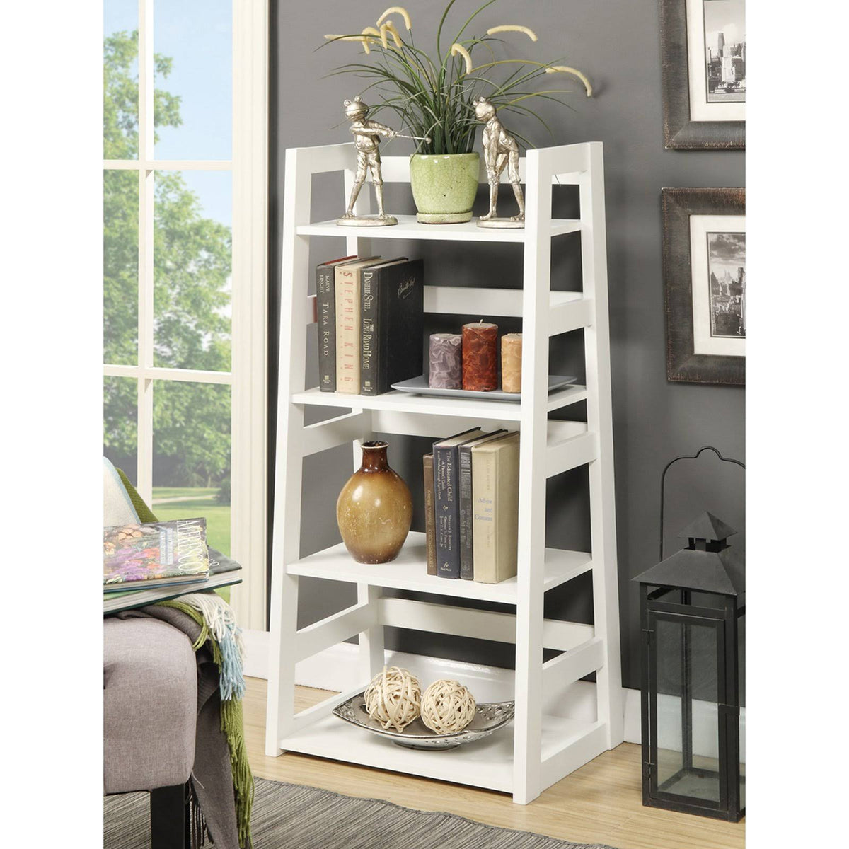 4-Tier White Bookcase M8968