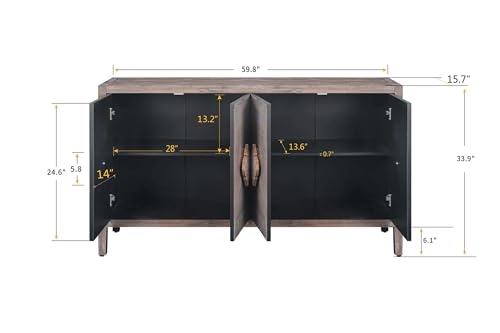 Black Storage Cabinet with 4 Doors E564130