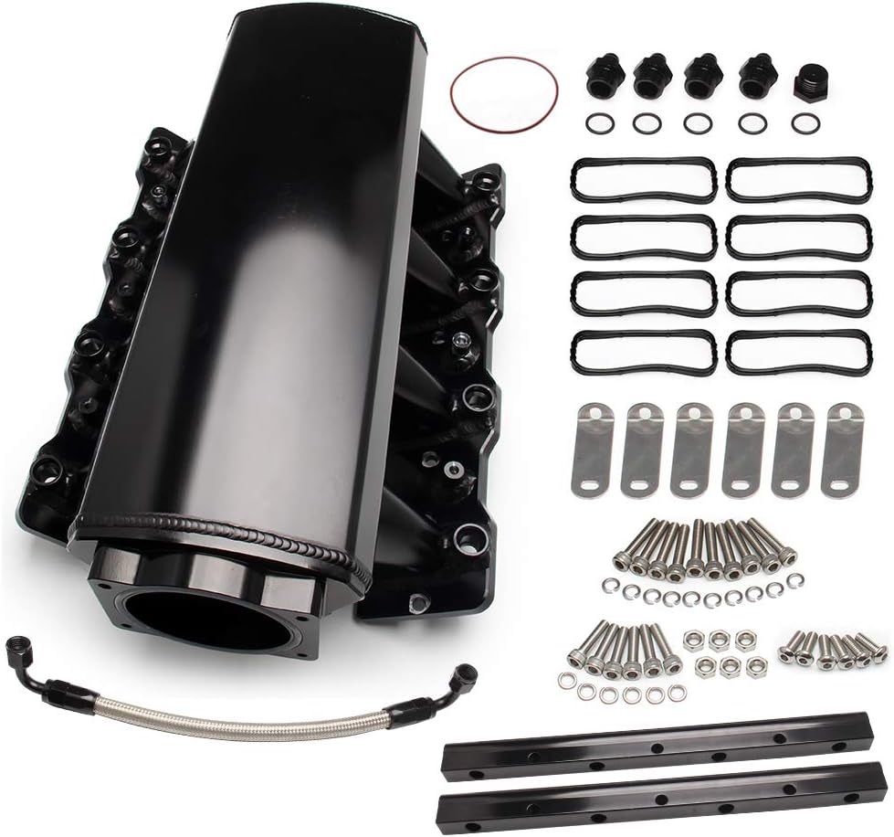 92mm Throttle Body Sheet Metal EFI Intake Manifold Black W2399