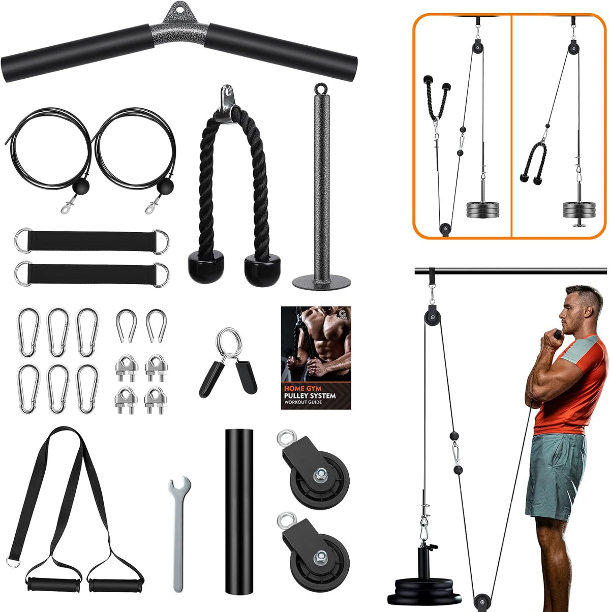 2 Weight Cable Pulley System for Home Gym I4627