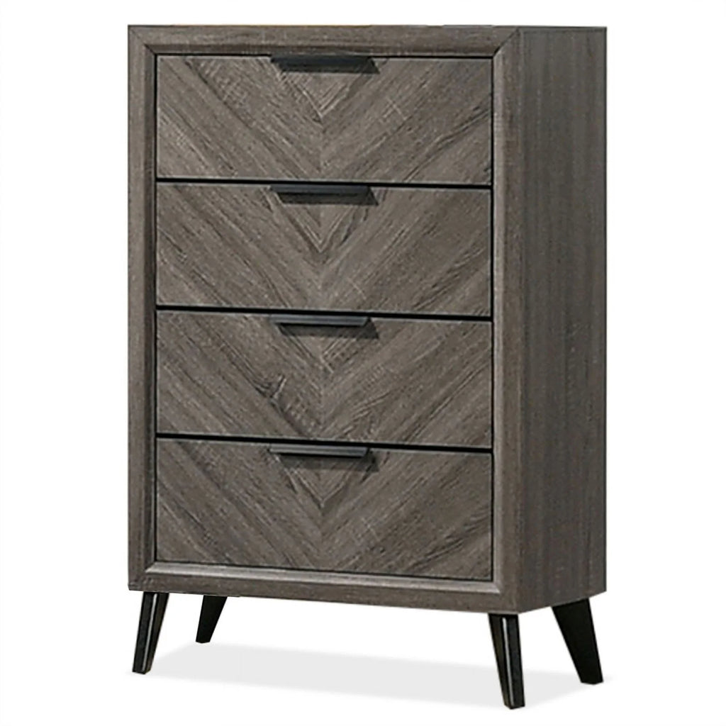 6pc Wood Gray Bedroom Set Queen E655