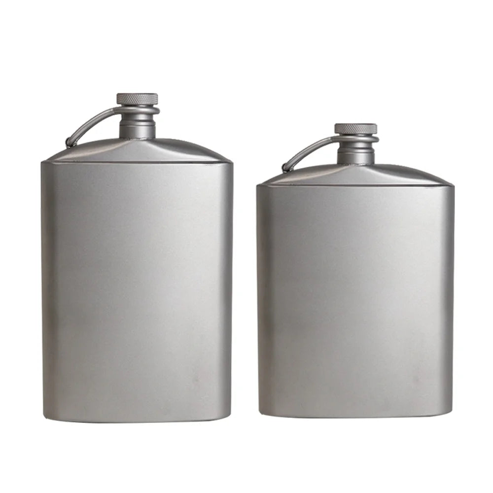 Titanium Flask Hip Flagon with Screw Clip Ultralight Hydration Flat Bottle with Ti Funnel T216462
