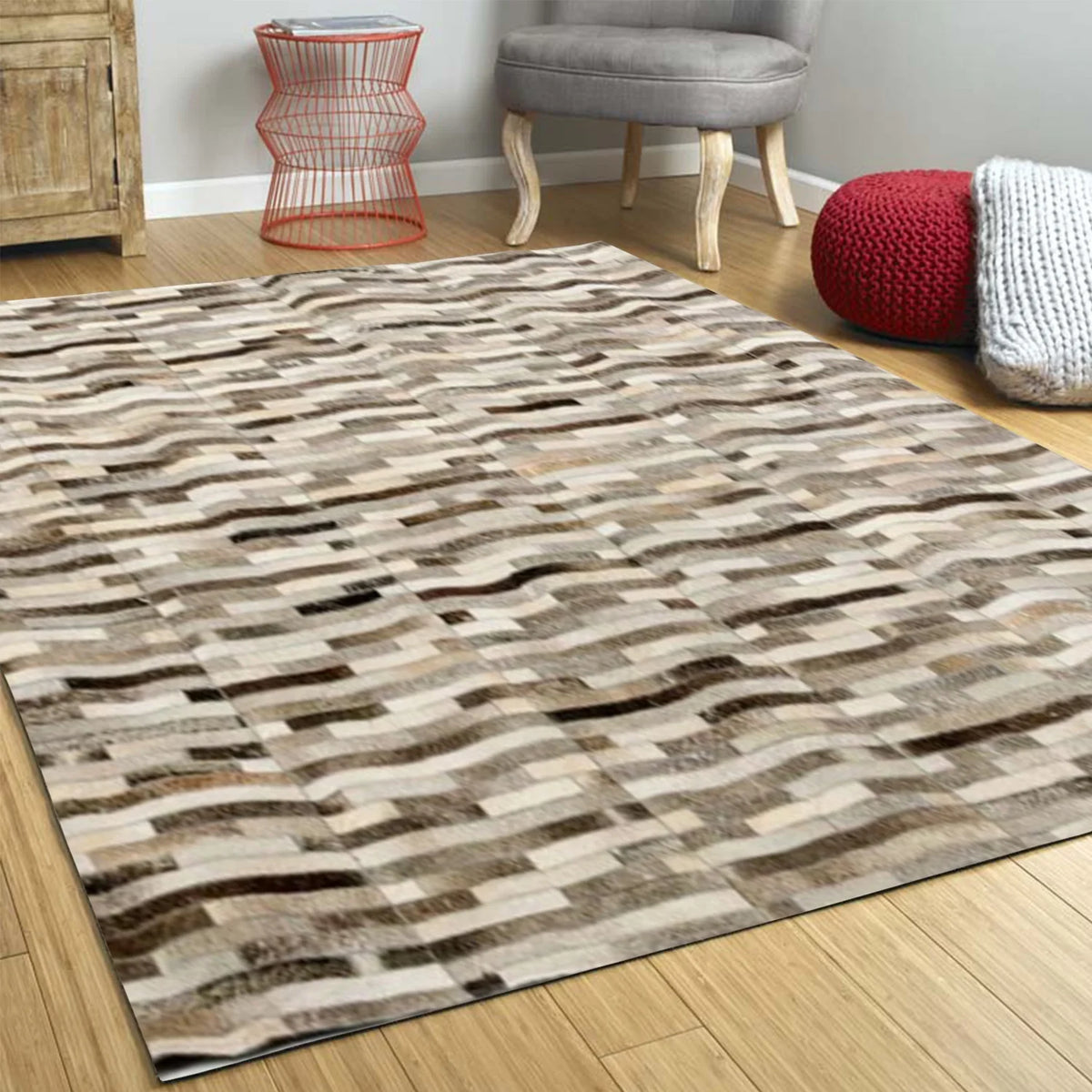 Modern Leather Small Area Rug J204021