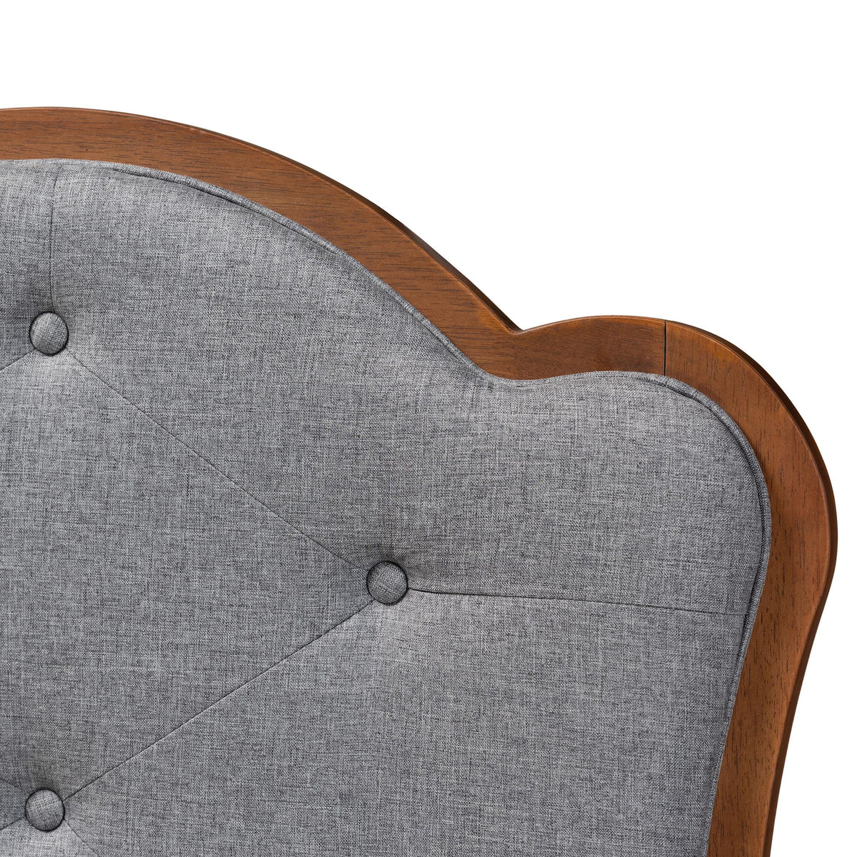 Grey Fabric and Walnut Brown Wood King Size Headboard X17701