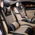 Khaki Black Leather Car Seat Cover Full Set Universal for 5 Seats O67624