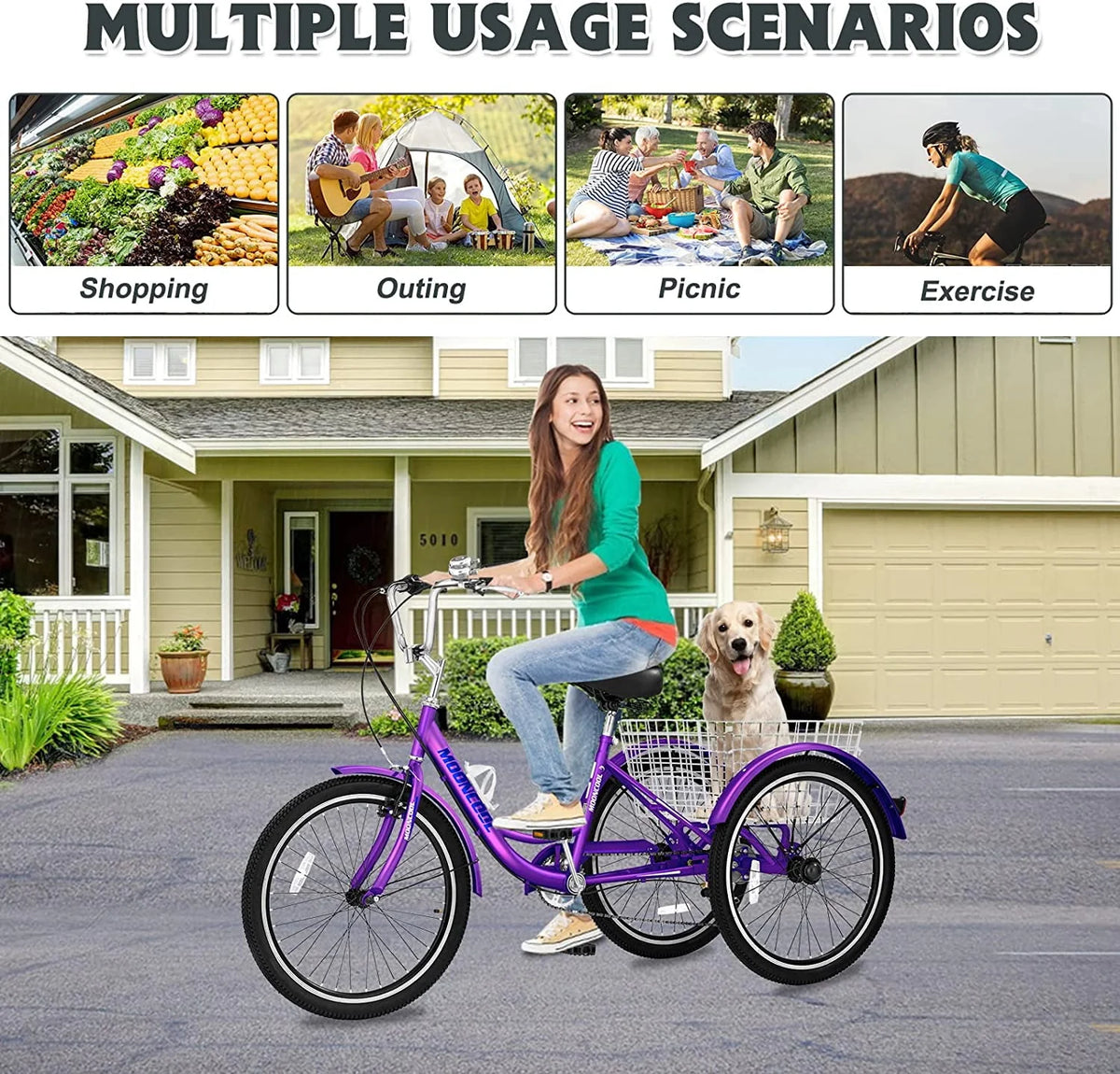 7 Speed 24inch Adult Tricycles with Shopping Basket G122019
