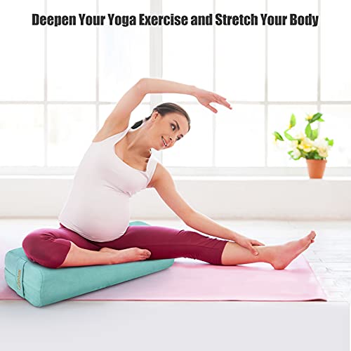 Yoga Bolster Pillow with Carry Handle, Removable Machine Washable Soft Suede Pillowcase B69266