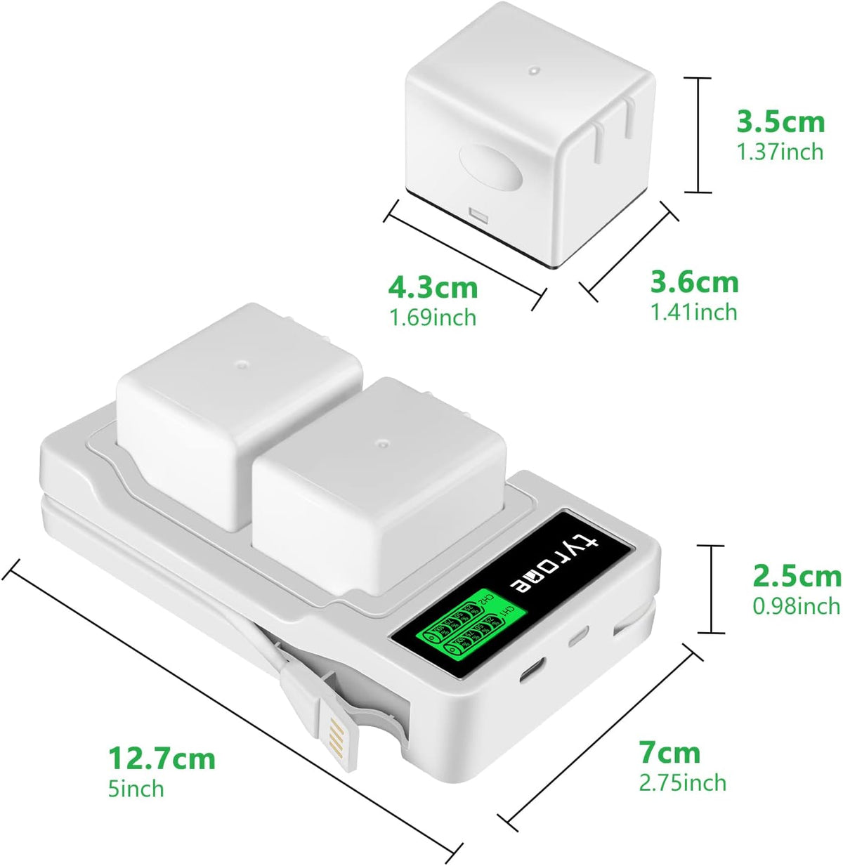 3 Pack Rechargeable Li-ion Replacement Battery and Dual LCD Charger Q6766