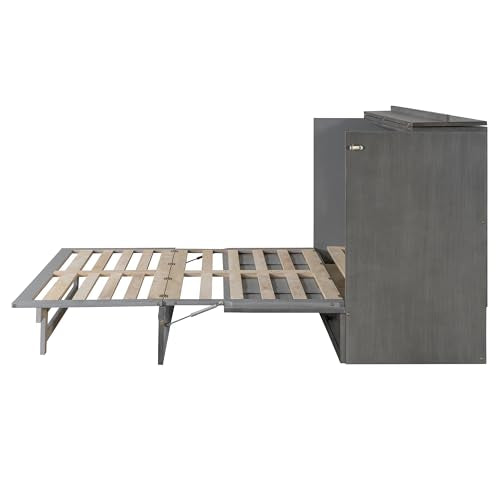 Queen Size Murphy Bed with Storage Drawer & Charging Station H915737