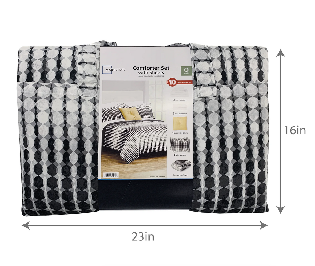 Rich Black Floral 10 Piece Queen Comforter Set with Sheets R36050