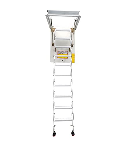 White 13 Steps Retractable Attic Ladder Q30609