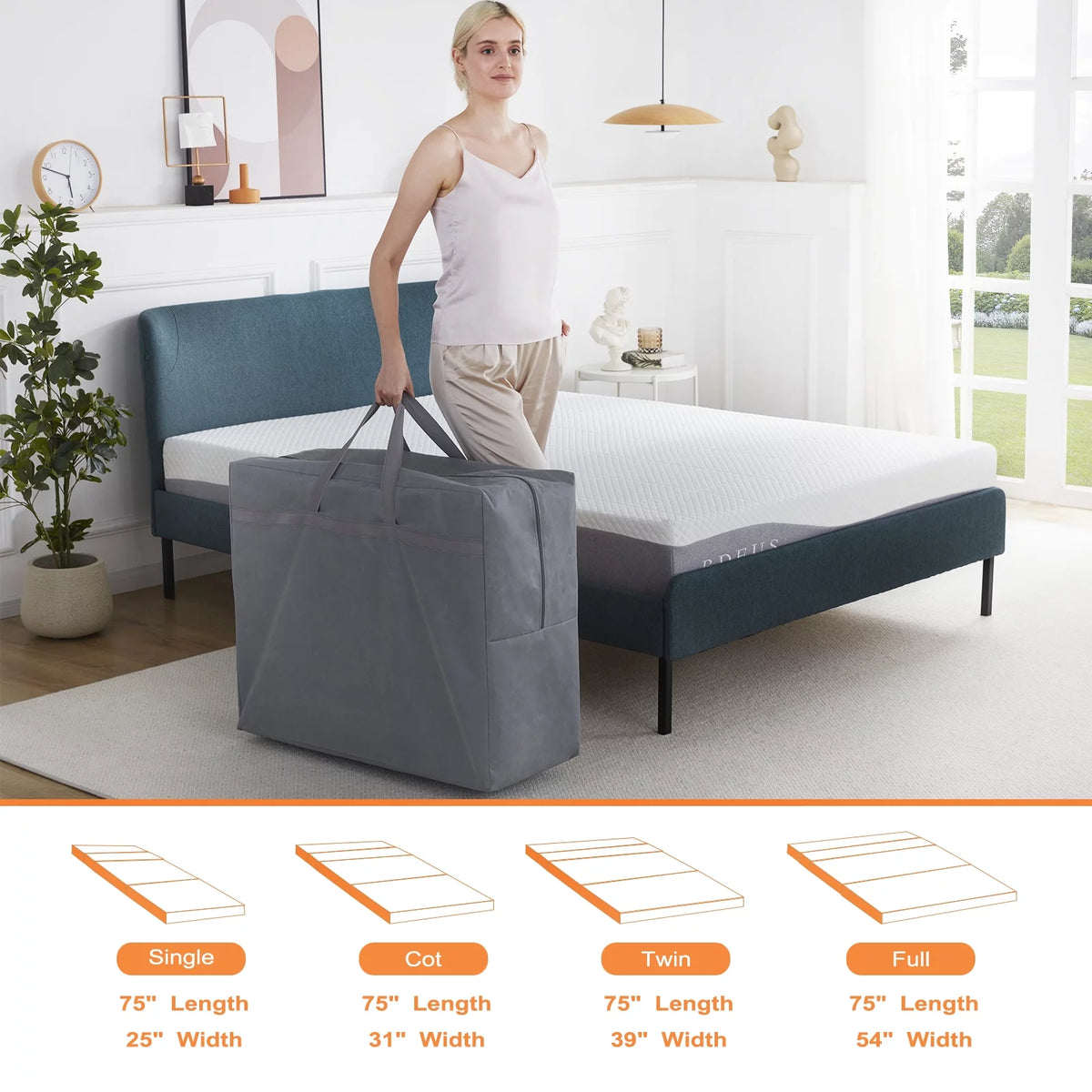 Velvet 4 Folding Mattress Topper with Carry Case D582742