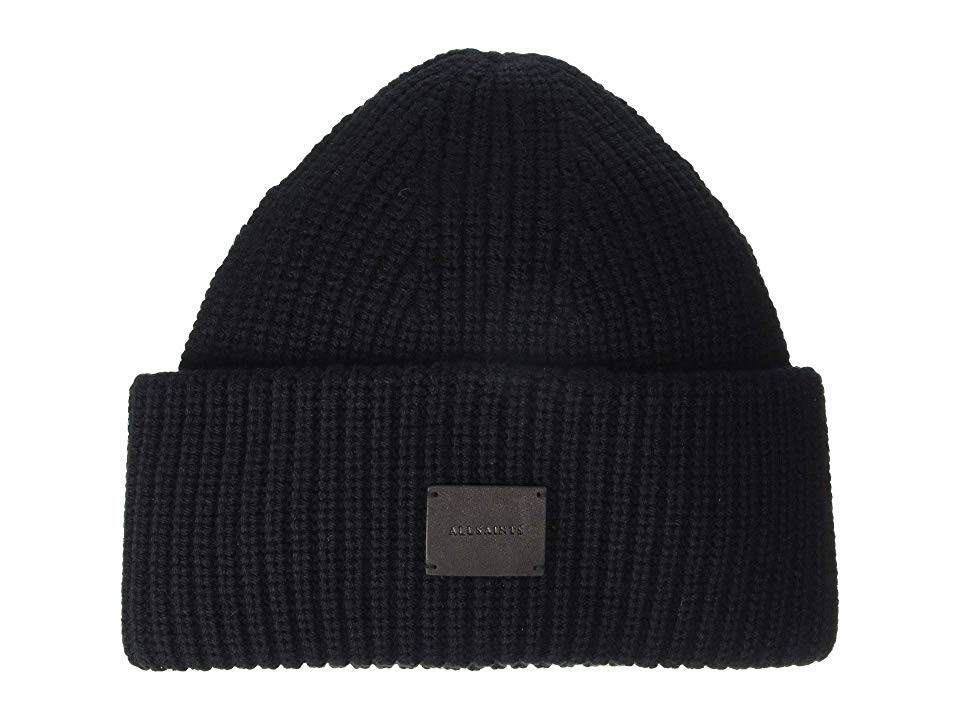 Black Half Cardigan Stitch Beanie I1217