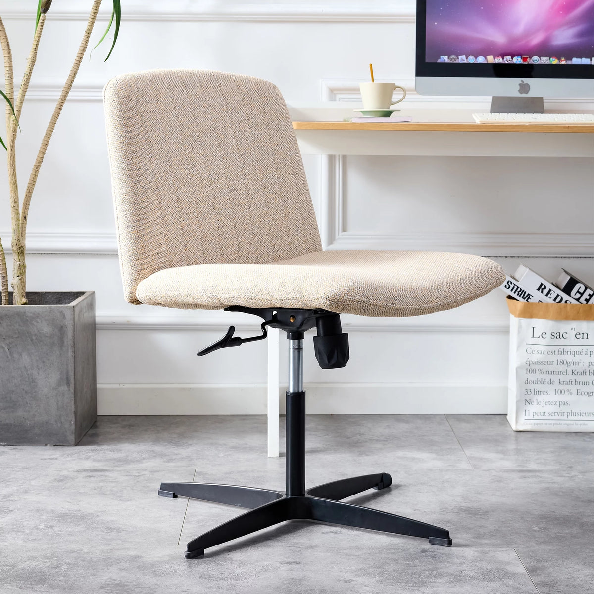 Adjustable Swivel Home Office Computer Chair with Cushion & Black Foot H6947