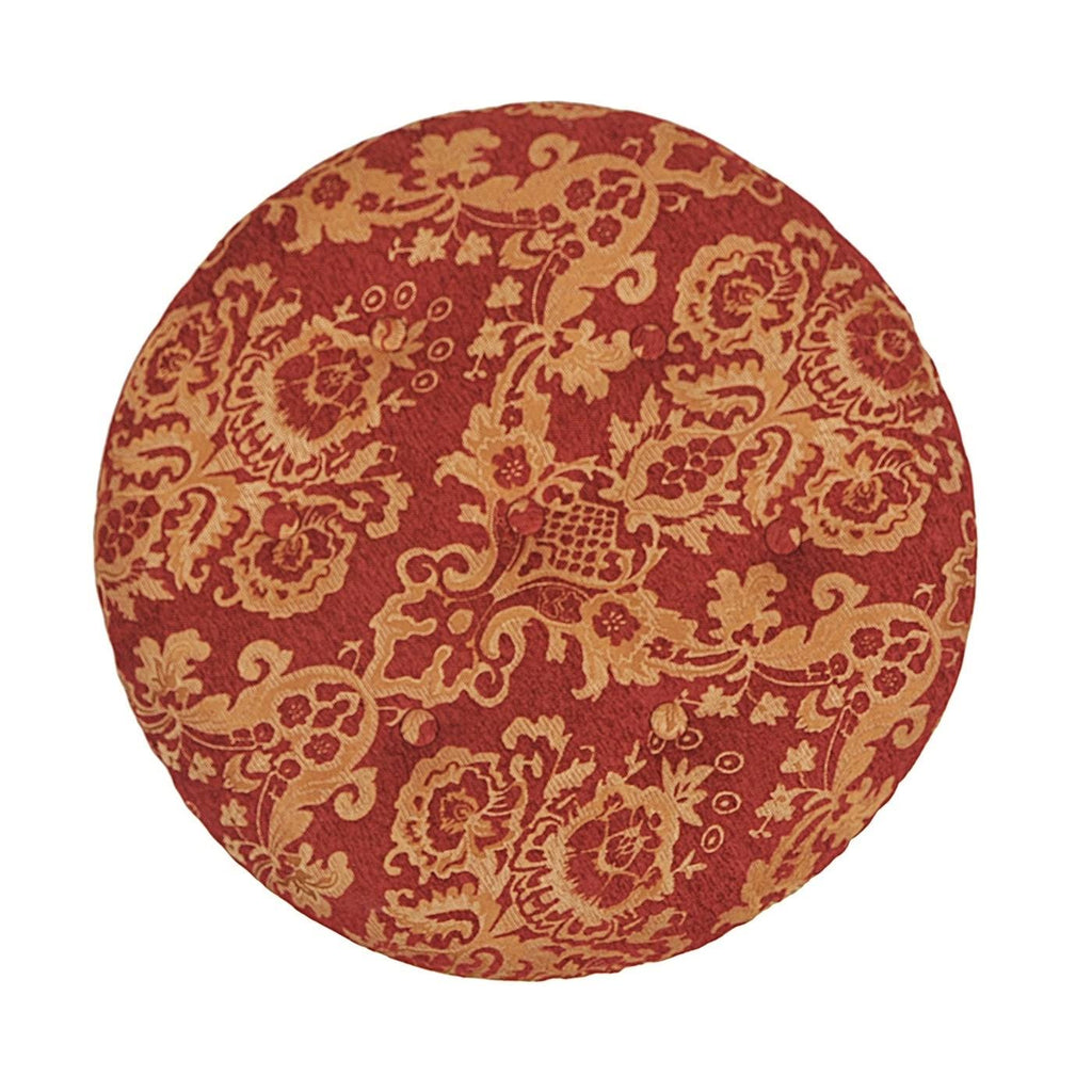 Red & Gold Jacquard Round Ottoman Footstool A446353