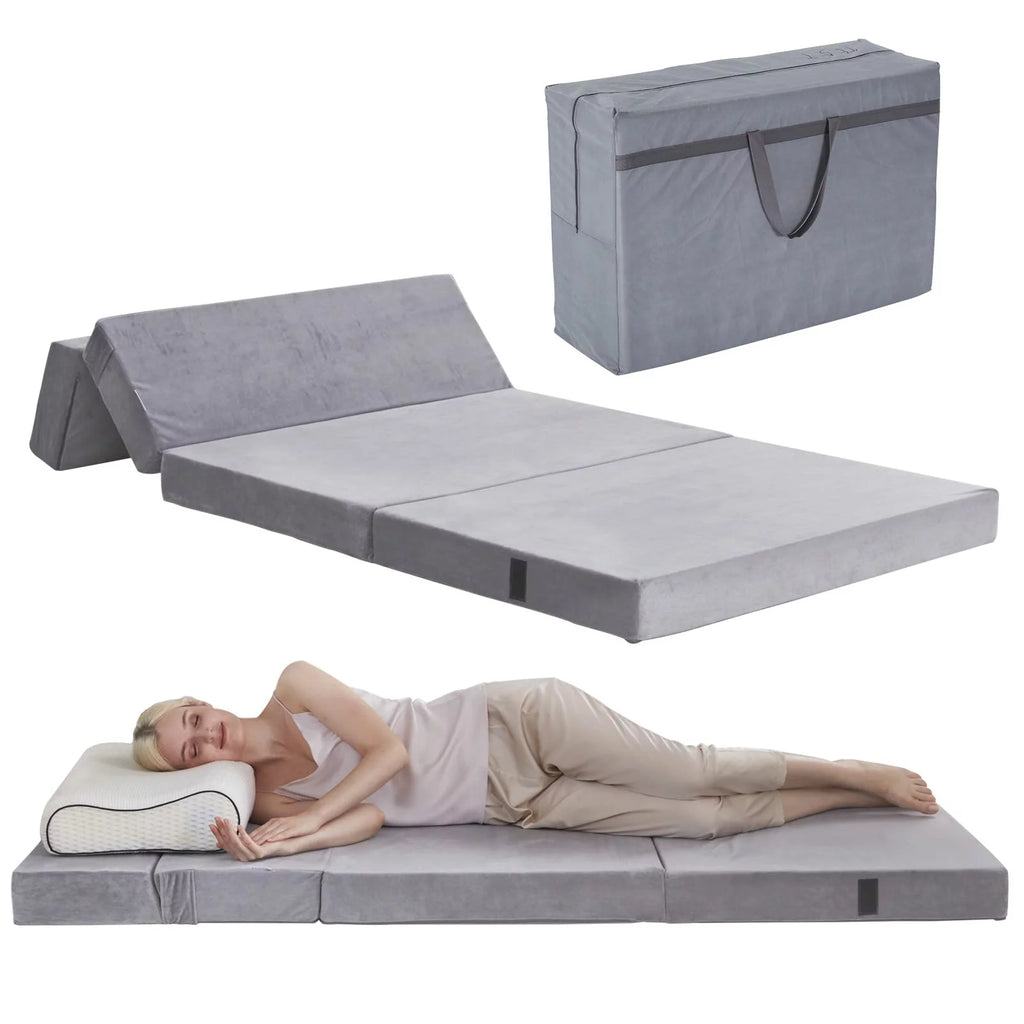 Velvet 4 Folding Mattress Topper with Carry Case D582742