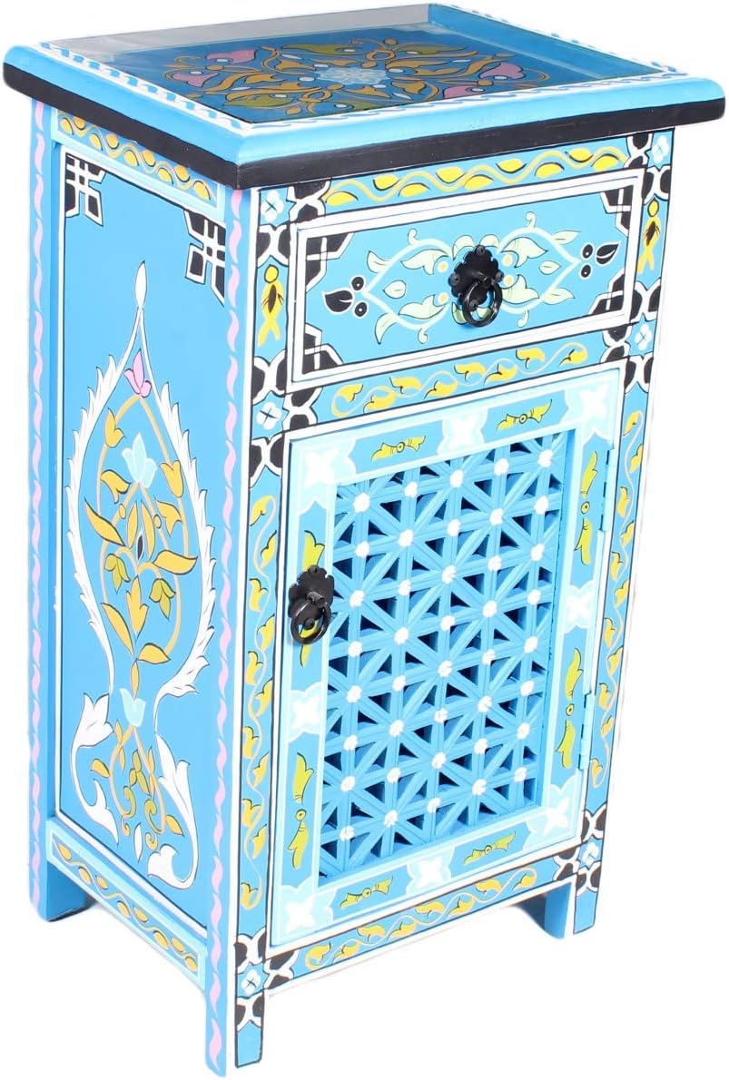 Blue Handpainted Nightstand Table Q854675