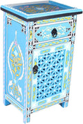 Blue Handpainted Nightstand Table Q854675