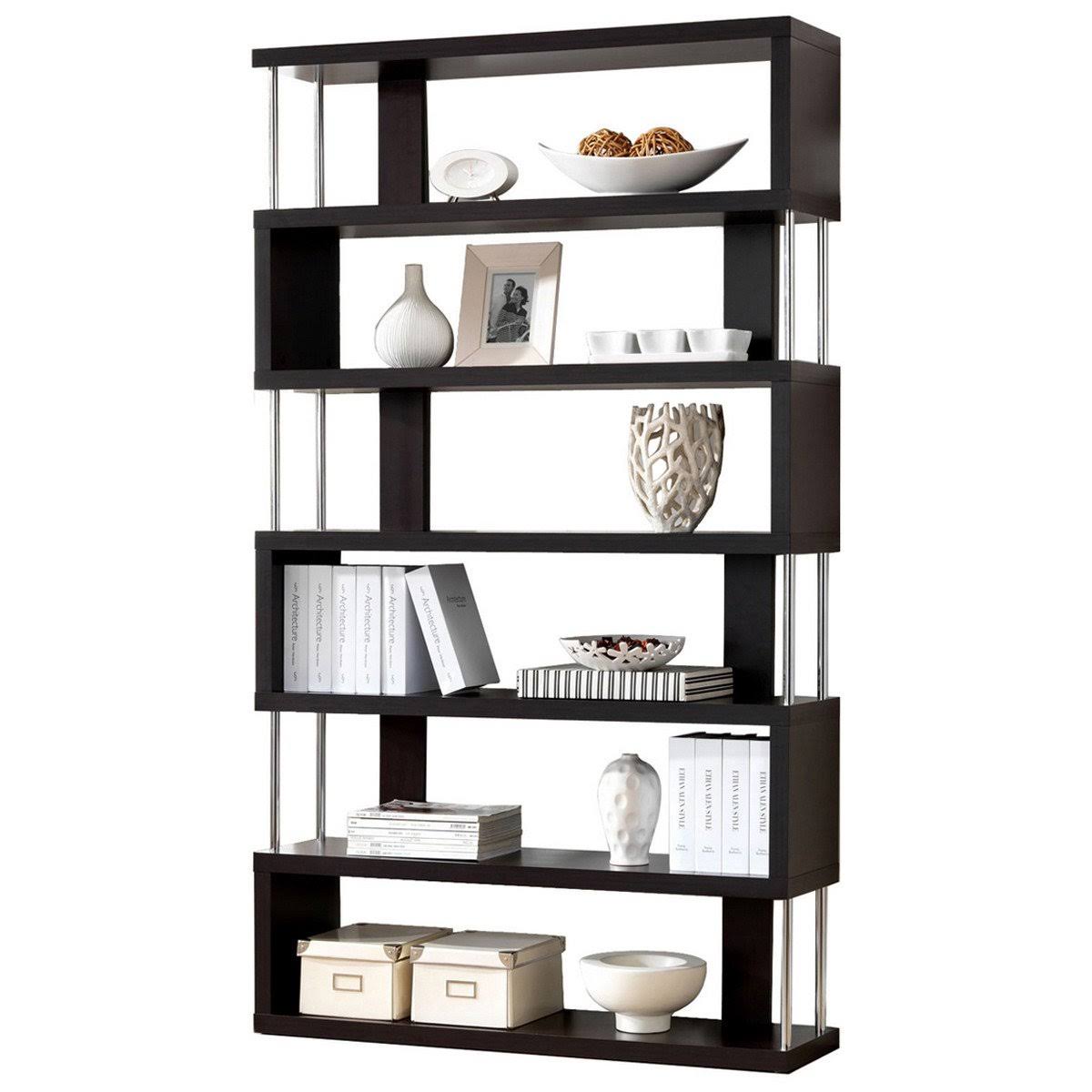 Dark Brown Six-Shelf Modern Bookcase B80126
