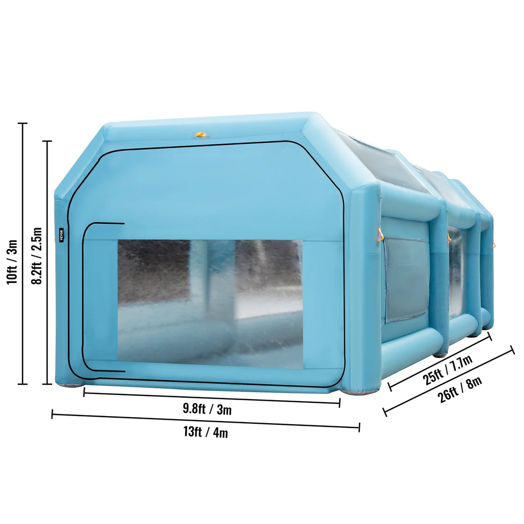 Inflatable Spray Booth Car Paint Tent 26x13x10FT Filter System 2 Blowers X7362