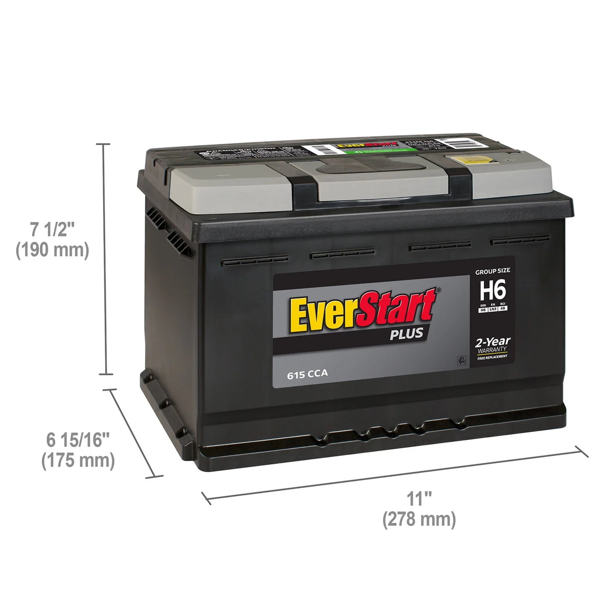 Lead Acid Automotive Battery Group Size H6 12 Volt 615 CCA B1885