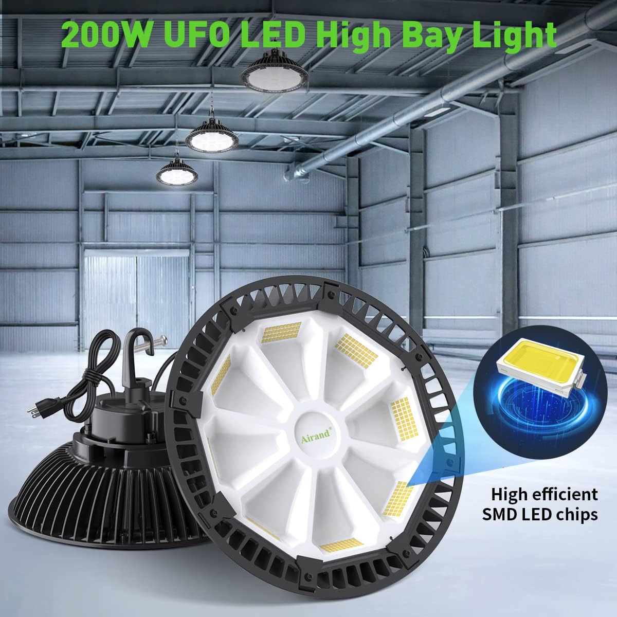 200W Dimmable LED High Bay Light, 28000LM, 100-277V, 5000-5500K, IP65 Waterproof K45507