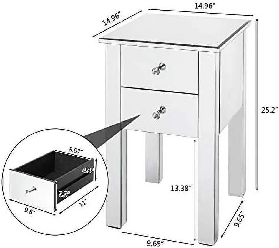 Mirrored Nightstand with 3 Drawers U518590