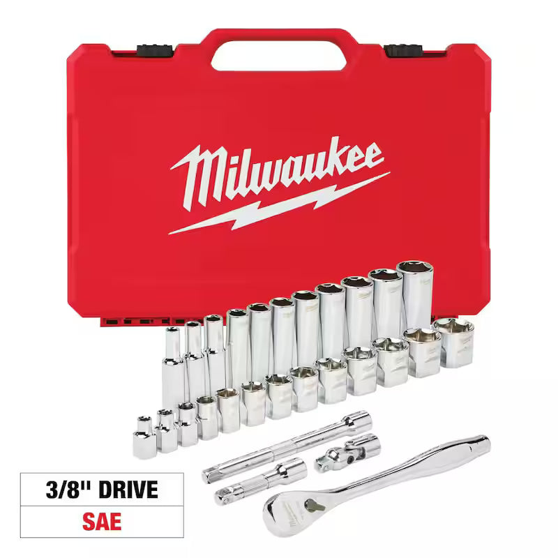 3/8 in. Drive SAE Ratchet and Socket Mechanics Tool Set (28-Piece) P153