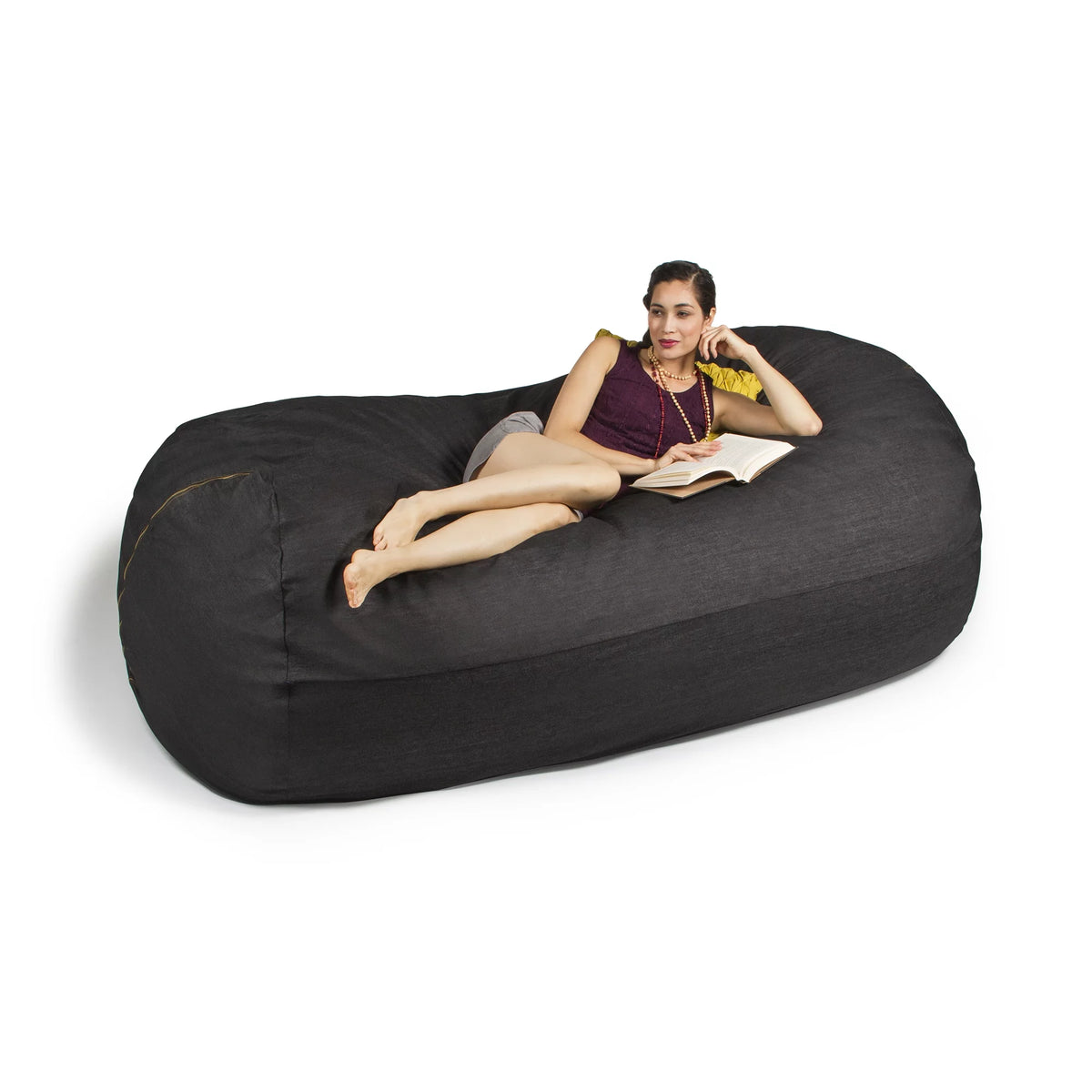7 ft Dark Denim Bean Bag Sofa G58648