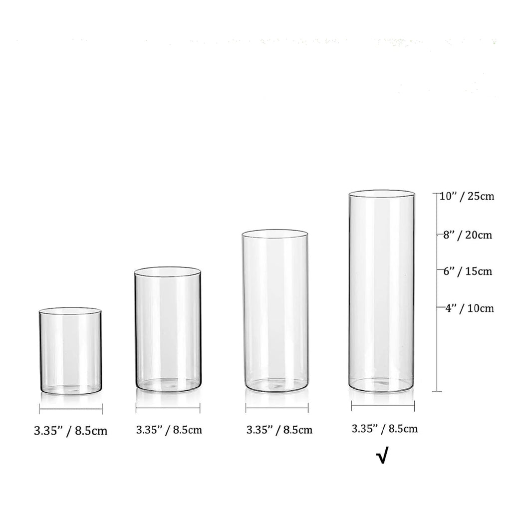 10 inch Glass Cylinder Vase Set of 12 Clear S225