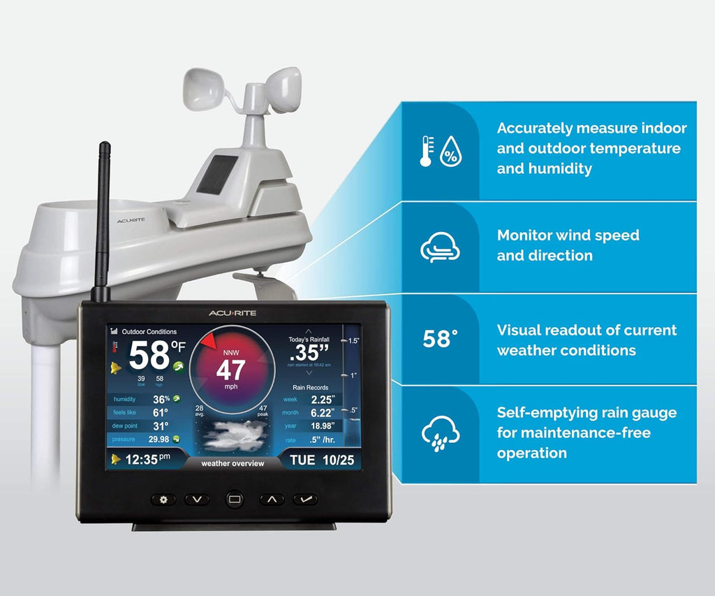 White Black Weather Station with HD Display I341051