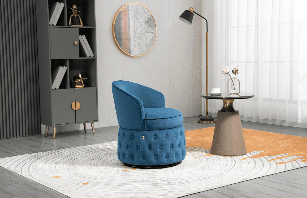 Beige Swivel Velvet Barrel Chair X3645