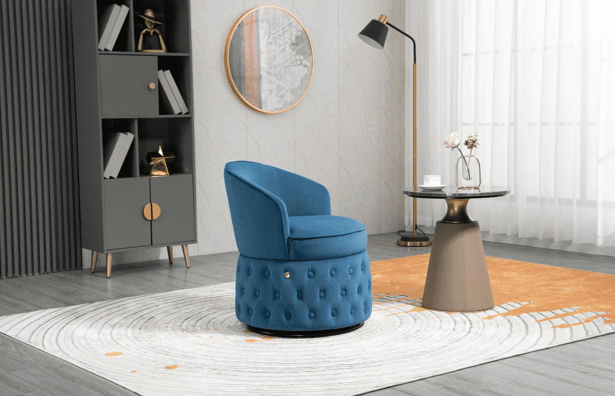 Beige Swivel Velvet Barrel Chair X3645