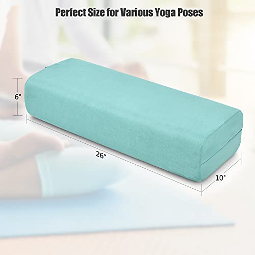 Yoga Bolster Pillow with Carry Handle, Removable Machine Washable Soft Suede Pillowcase B69266