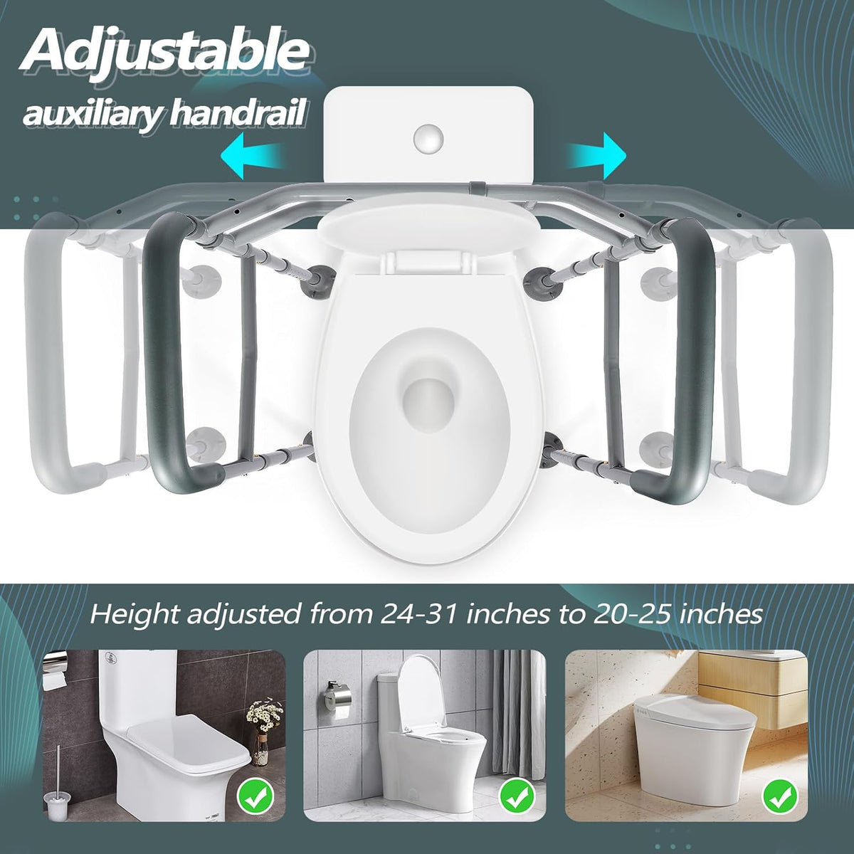 Adjustable Detachable Toilet Safety Frame with Arms G4231