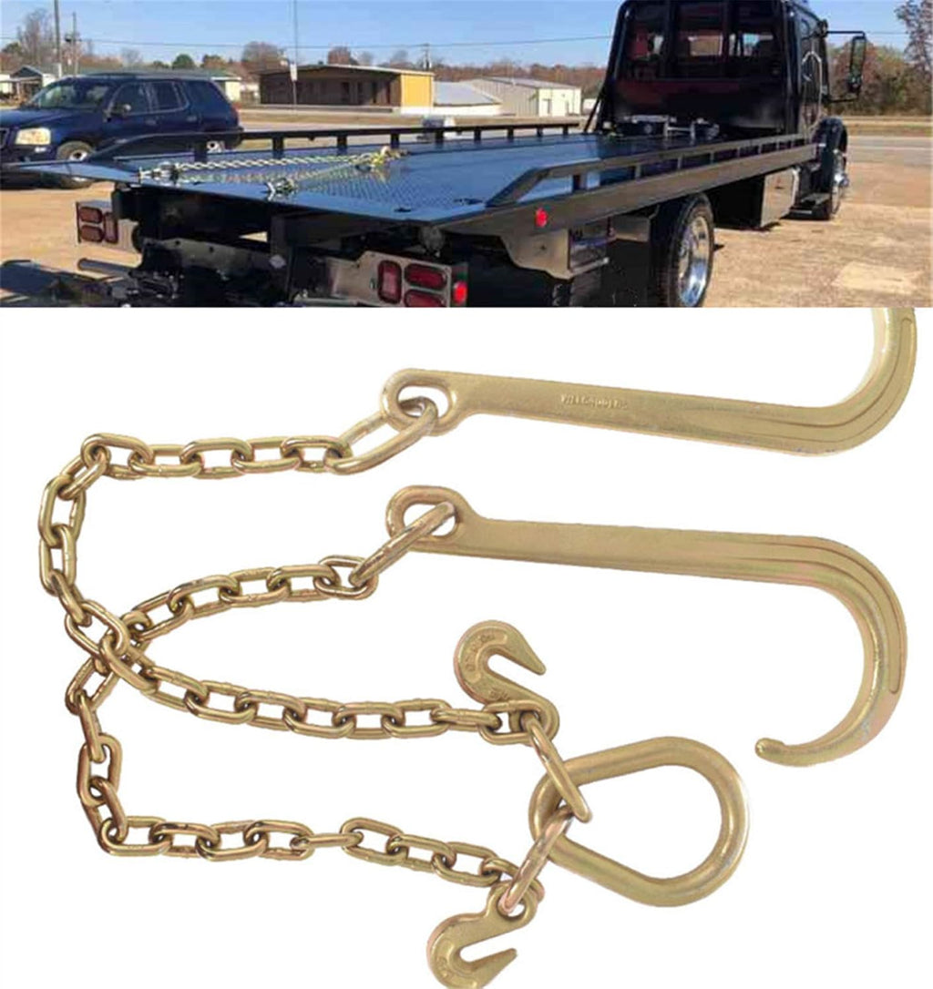 5/16 x 10 FT Grade 70 Tow Chain with 15 J Hook and T Hook Mini J Hook, Pack of 2 L769741