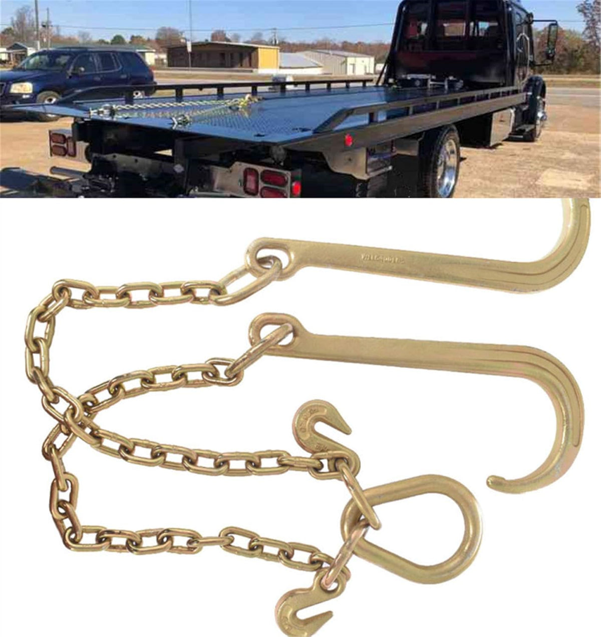5/16 x 10 FT Grade 70 Tow Chain with 15 J Hook and T Hook Mini J Hook, Pack of 2 L769741