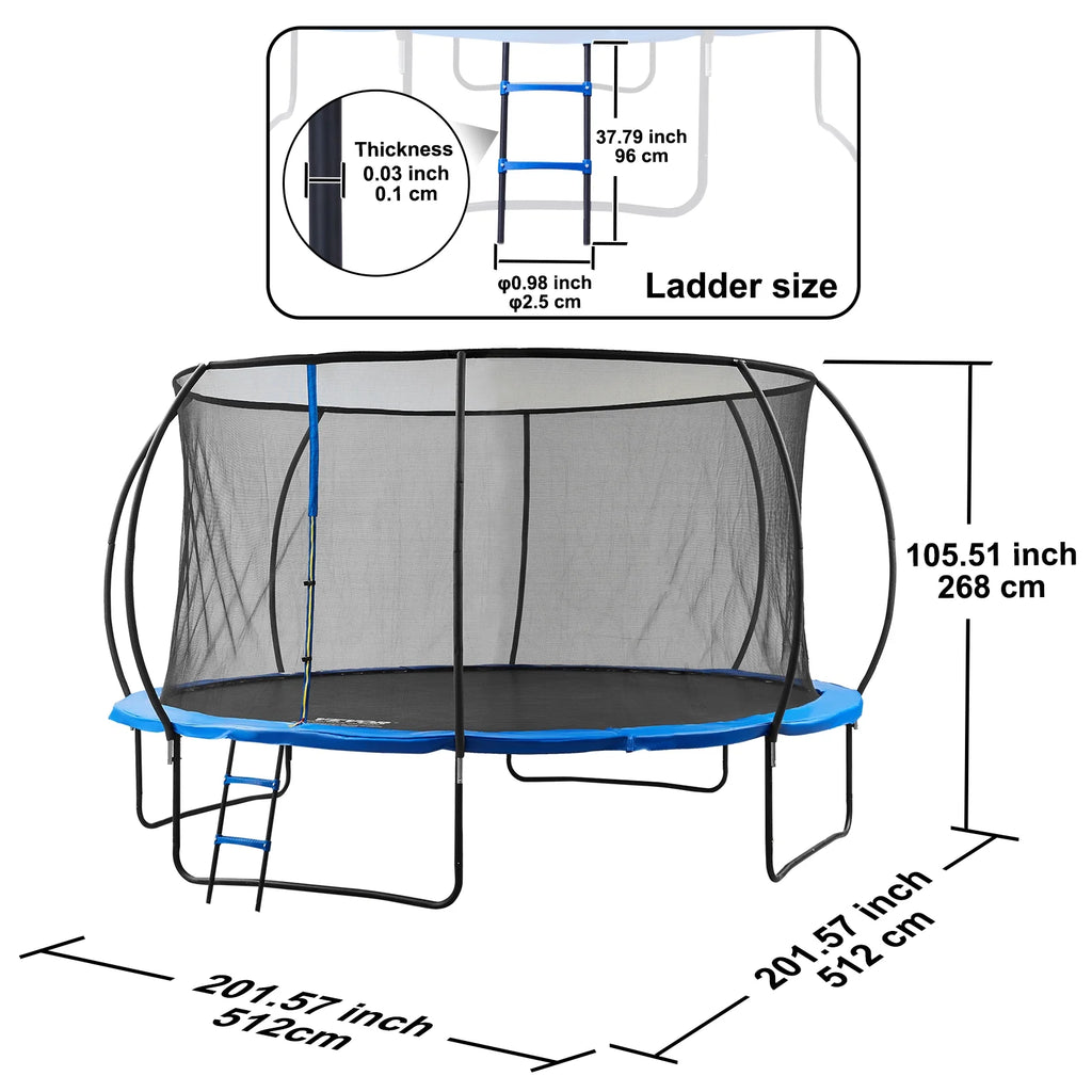 14FT Outdoor Recreational Trampoline with Safety Enclosure Basketball Net O8440