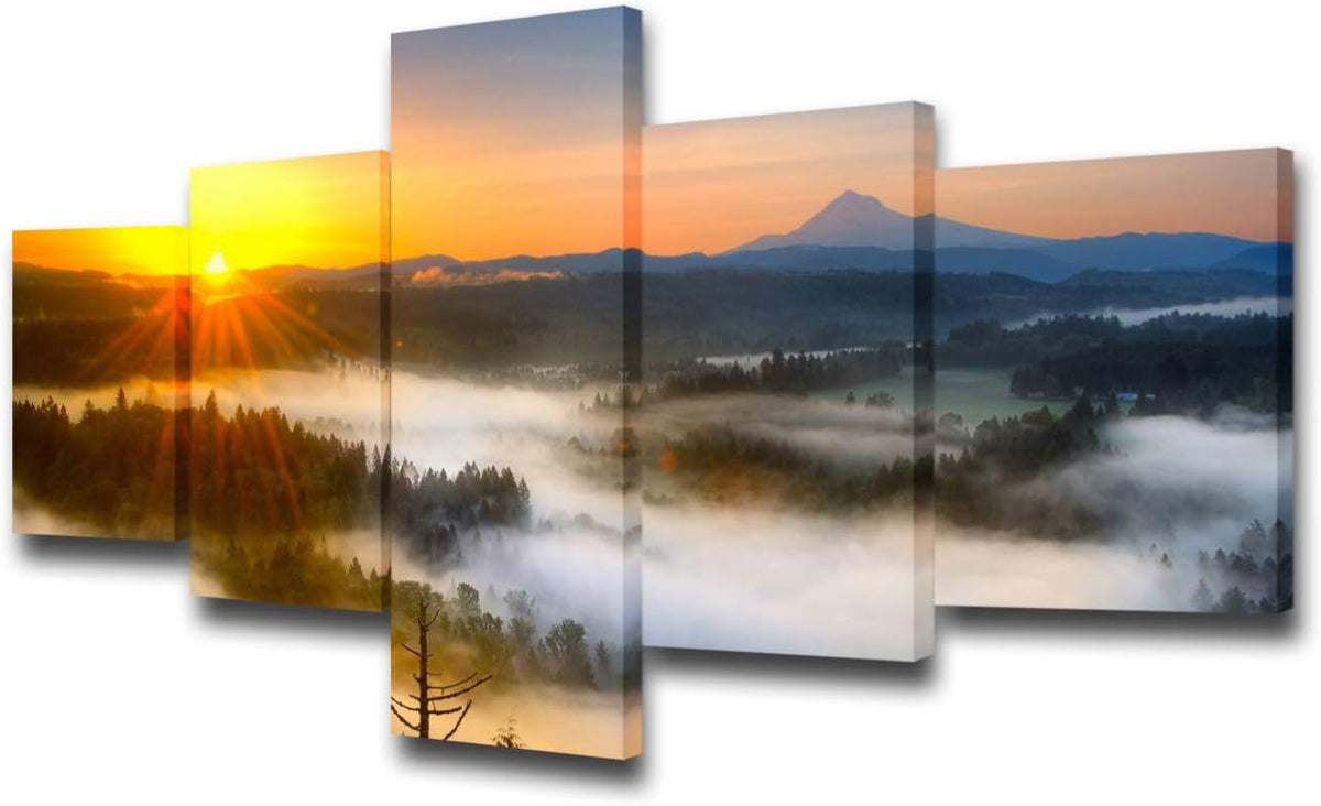 5 Panels Black and White Canvas Prints Wall Art S77507