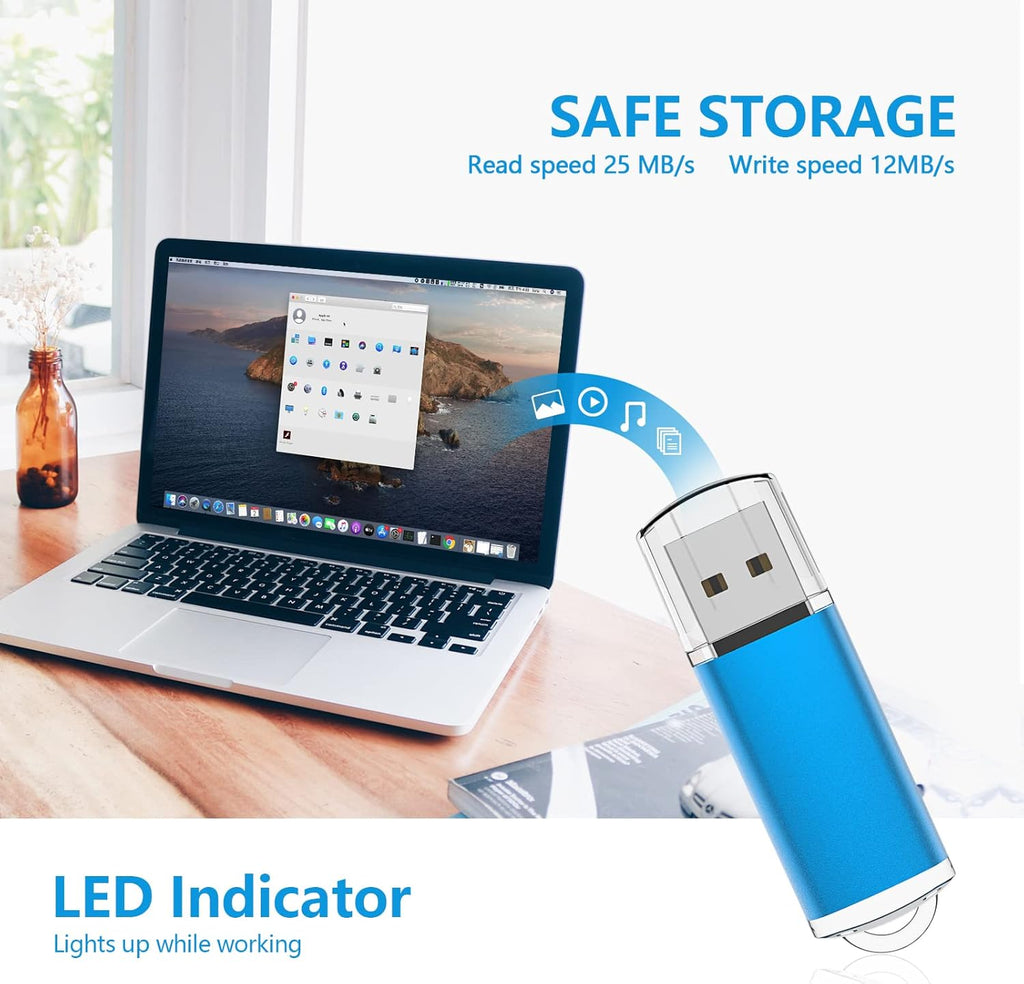 Blue USB 2.0 Flash Drive 8GB 10 Pack I83105