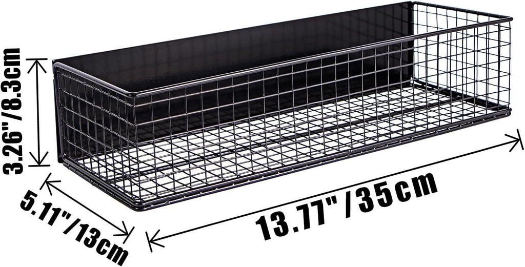 Black Magnetic Wire Mesh Shelf, 13.77" x 5.11" x 3.26" U7775