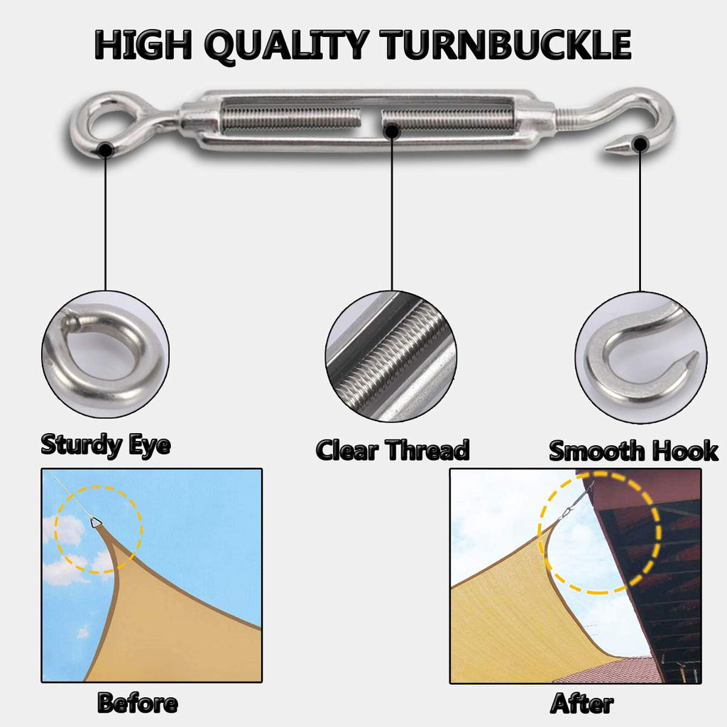 304 Stainless Steel Adjustable Wire Rope Tensioner Kit with Hooks J656766