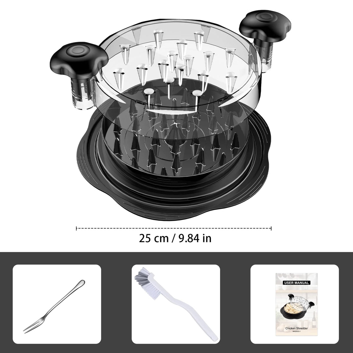Large Chicken Breast Shredder Tool with Brush and Fork J92303