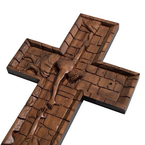 14 Inch Wooden Wall Cross with Hook O460565