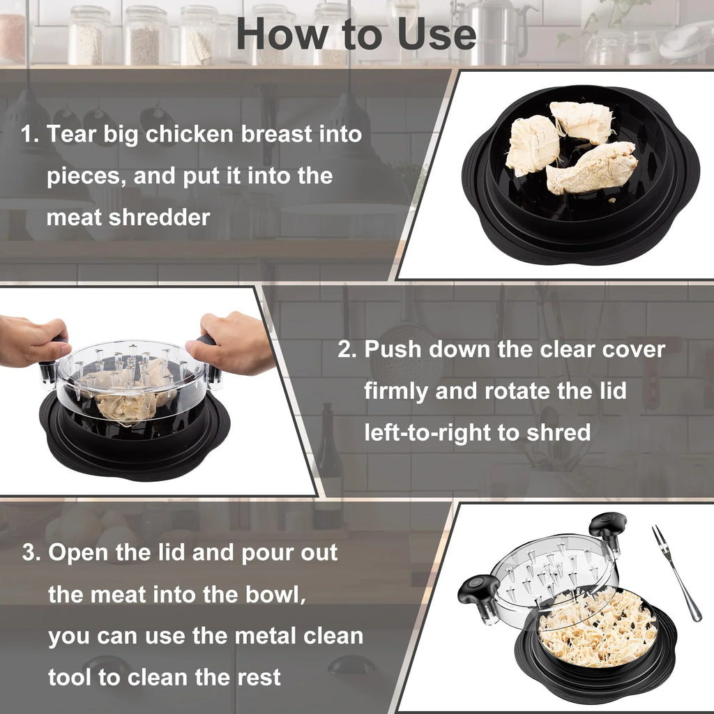 Large Chicken Breast Shredder Tool with Brush and Fork J92303