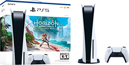 Playstation 5 Disc Version Console Horizon Forbidden West Bundle - 4K-TV Gaming, 16-GB GDDR6 RAM, 8K Output, WiFi 6, 825GB SSD F3014
