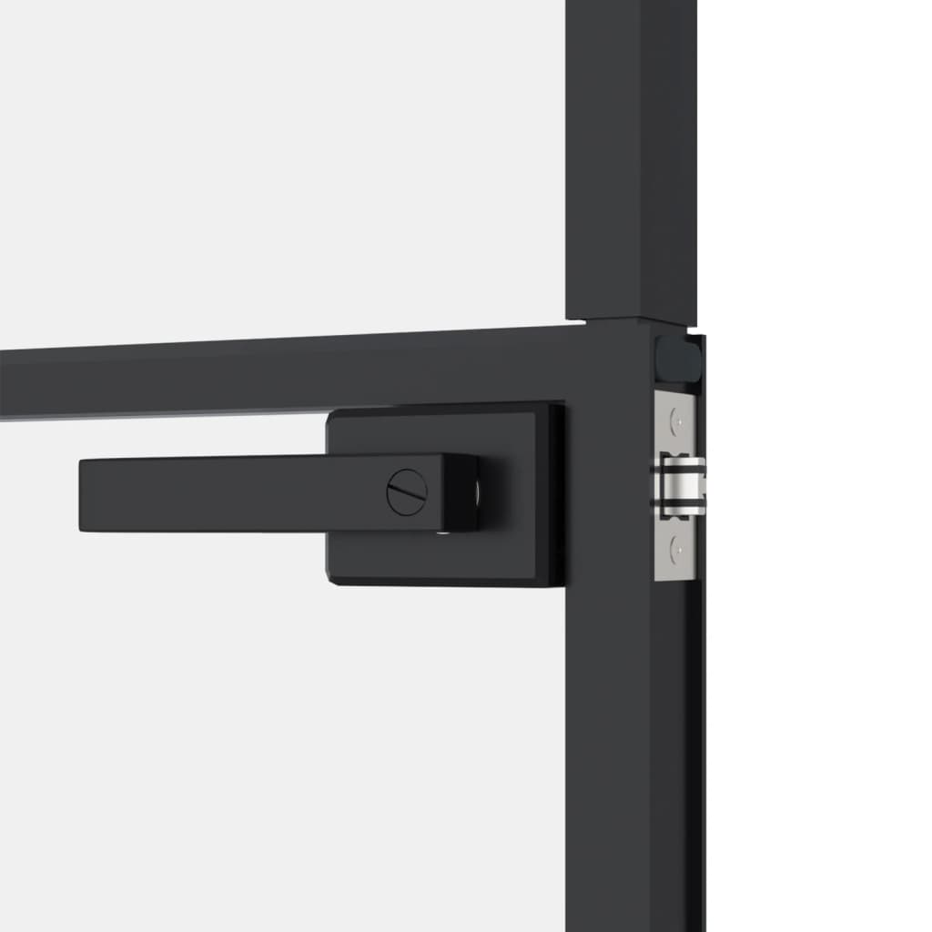 Black 32.7"x79.3" Tempered Glass Aluminum Slim Interior Door B49586