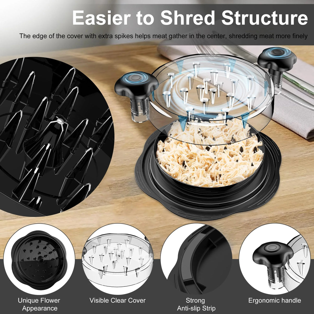 Large Chicken Breast Shredder Tool with Brush and Fork J92303