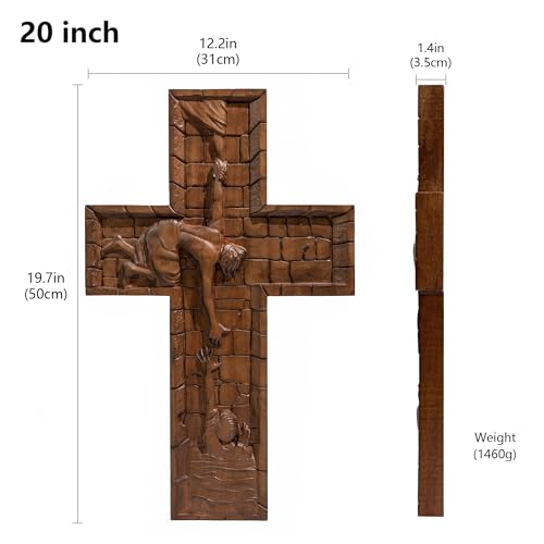 14 Inch Wooden Wall Cross with Hook O460565
