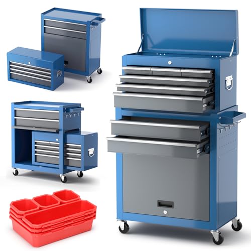 8 Drawer Rolling Metal Tool Chest with Wheels A341